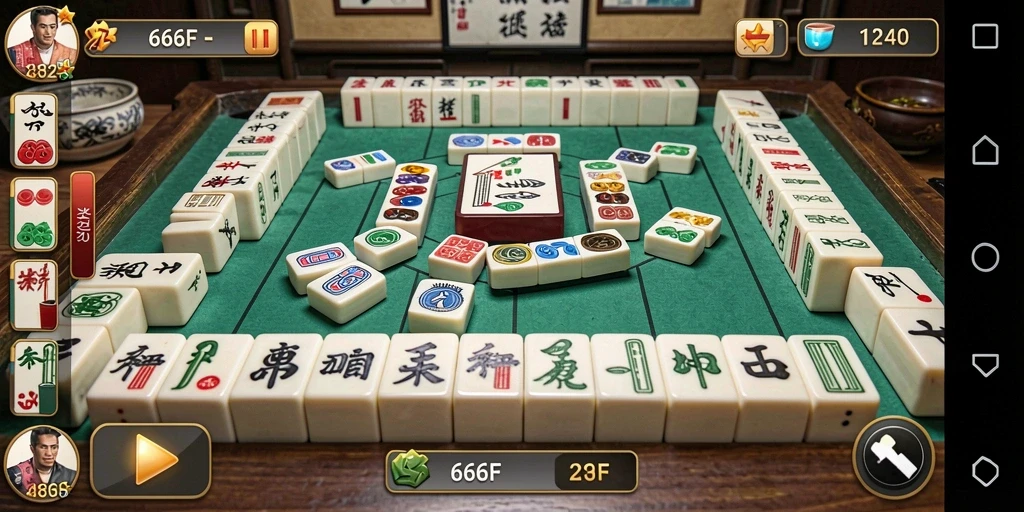 Tampilan gameplay Mahjong di 666F yang menarik dan penuh tantangan.