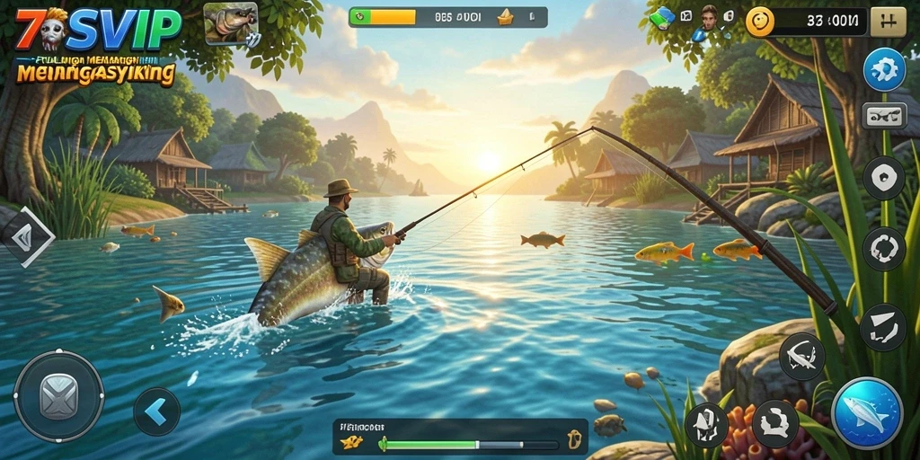 Screenshot gameplay 7SVIP dengan aksi memancing yang seru dan menantang.