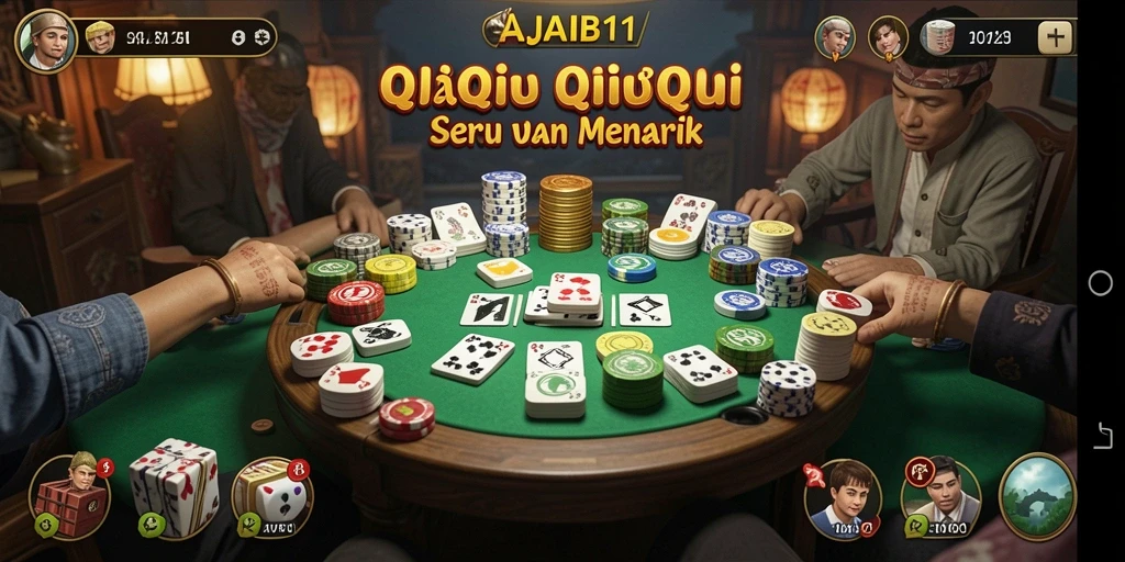 Screenshot AJAIB11 menampilkan aksi seru permainan QiuQiu.