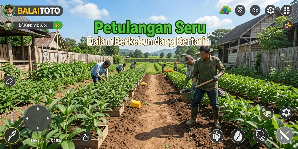 Screenshot gameplay BALAITOTO menampilkan kebun yang rimbun dan berwarna-warni.