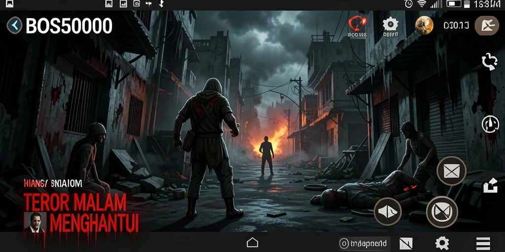 Tangkapan layar BOS5000 menunjukkan suasana mencekam dalam gameplay.