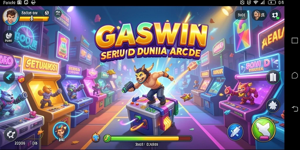 Tampilan gameplay GASWIN yang penuh warna dan tantangan seru.