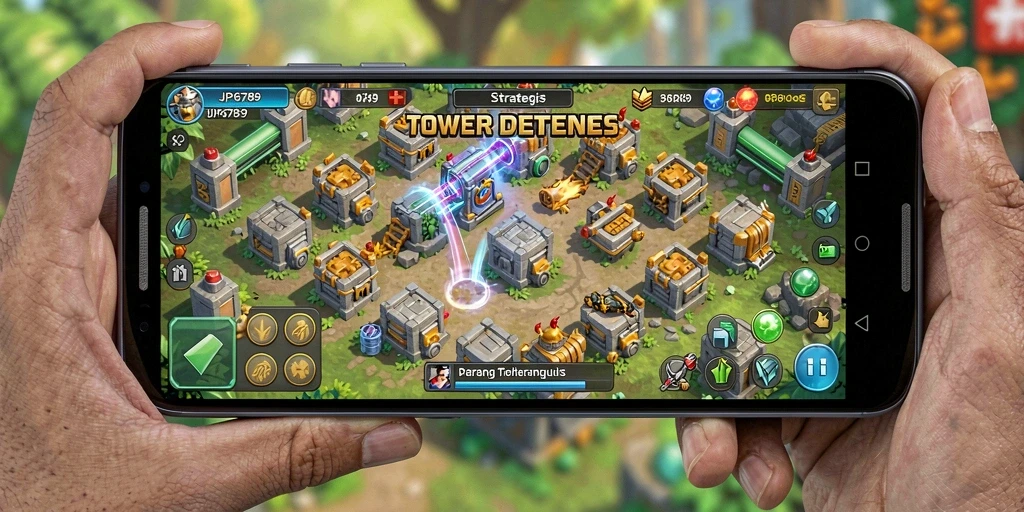 Tangkapan layar dari gameplay JP6789 yang mendebarkan dalam Tower Defense.