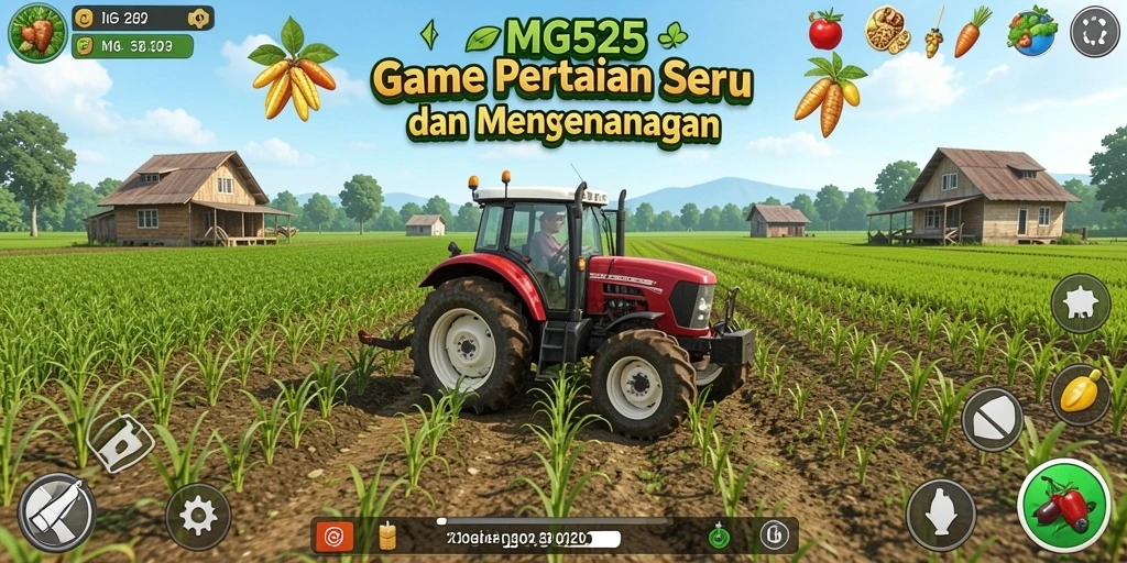 Tampilan gameplay MG525 menampilkan kegiatan pertanian yang seru dan interaktif.