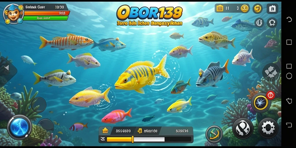 Screenshot yang menampilkan grafik menarik dalam gameplay Tembak Ikan.