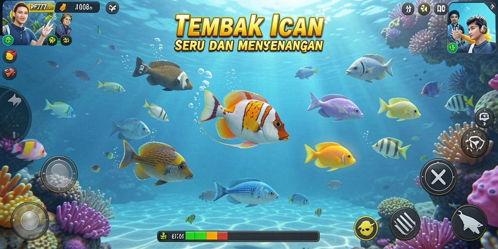 Tampilan gameplay PF777 menembak ikan yang seru dan mendebarkan.