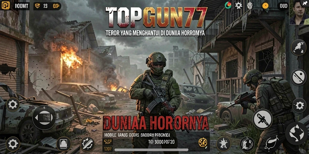 Tangkapan layar gameplay TOPGUN77 menampilkan suasana mencekam dan kengerian yang menanti.