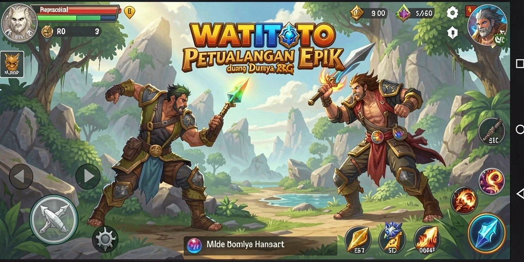 Tampilan gameplay menarik dari WATITOTO menunjukkan aksi pertarungan yang seru.